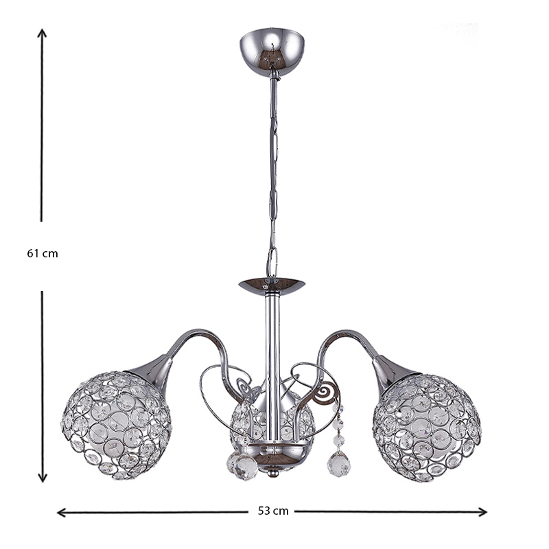 Φωτιστικό οροφής E27 μεταλλικό τρίφωτο χρώμα ασημί 3