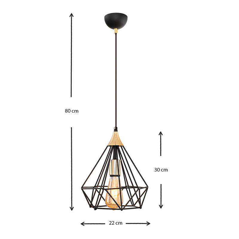 Φωτιστικό οροφής E27 μεταλλικό μονόφωτο χρώμα μαύρο 3