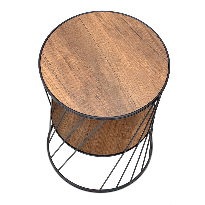 Τραπεζάκι βοηθητικό μεταλλικό - Mdf χρώμα μαύρο - καρυδί 3