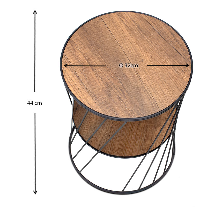 Τραπεζάκι βοηθητικό μεταλλικό - Mdf χρώμα μαύρο - καρυδί 4