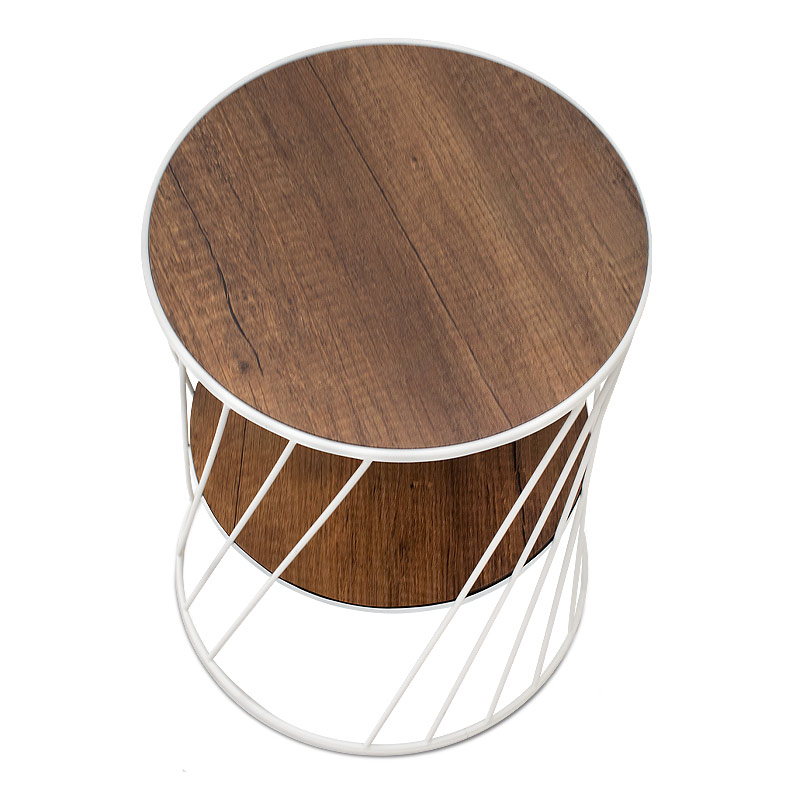 Τραπεζάκι βοηθητικό μεταλλικό - Mdf χρώμα λευκό - καρυδί 3