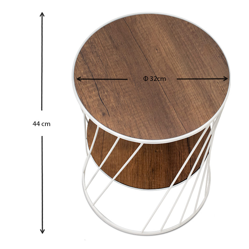 Τραπεζάκι βοηθητικό μεταλλικό - Mdf χρώμα λευκό - καρυδί 4