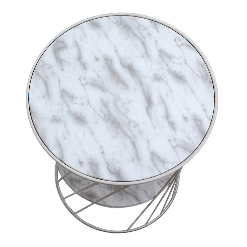 Τραπεζάκι βοηθητικό μεταλλικό - Mdf χρώμα λευκό-λευκό εφέ μαρμάρου 3
