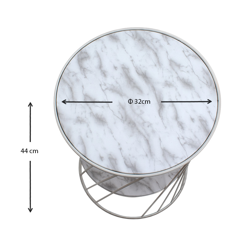 Τραπεζάκι βοηθητικό μεταλλικό - Mdf χρώμα λευκό-λευκό εφέ μαρμάρου 4