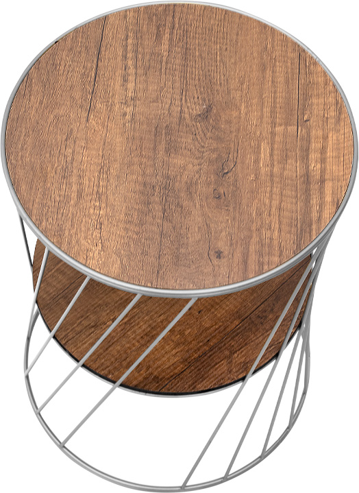 Τραπεζάκι βοηθητικό μεταλλικό - Mdf χρώμα ασημί - καρυδί 3