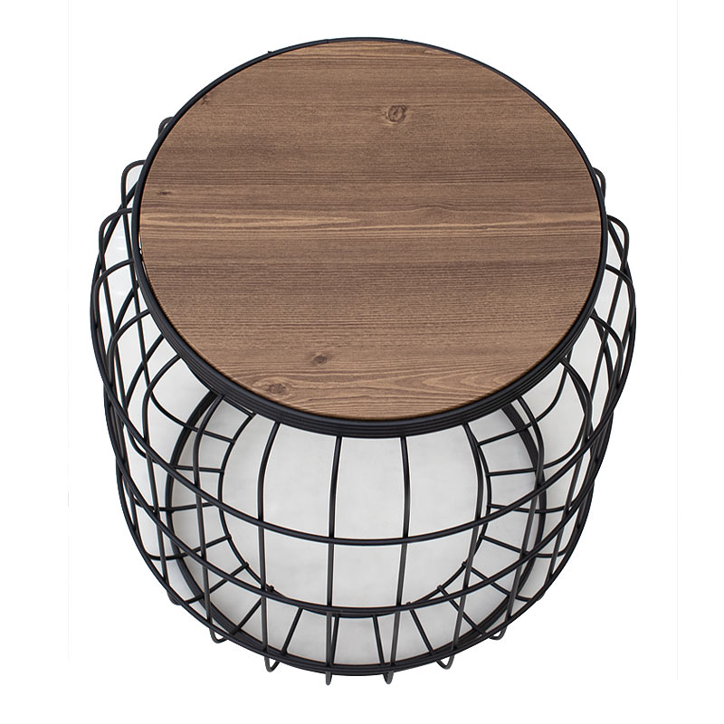 Σκαμπώ - Τραπεζάκι βοηθητικό μεταλλικό - Mdf χρώμα μαύρο - καρυδί 3