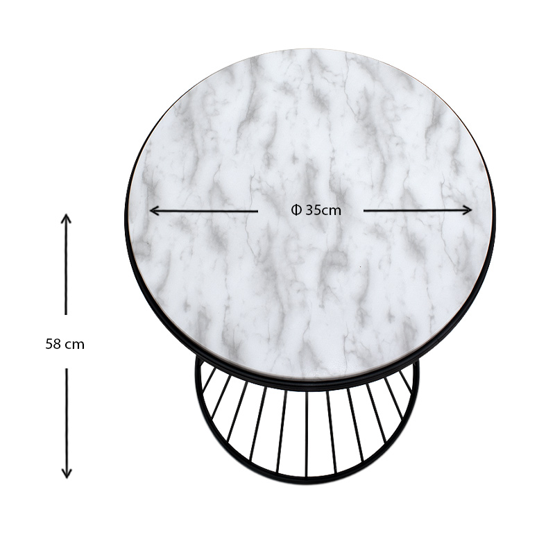 Τραπεζάκι βοηθητικό μεταλλικό - Mdf χρώμα μαύρο - λευκό εφέ μαρμάρου 4