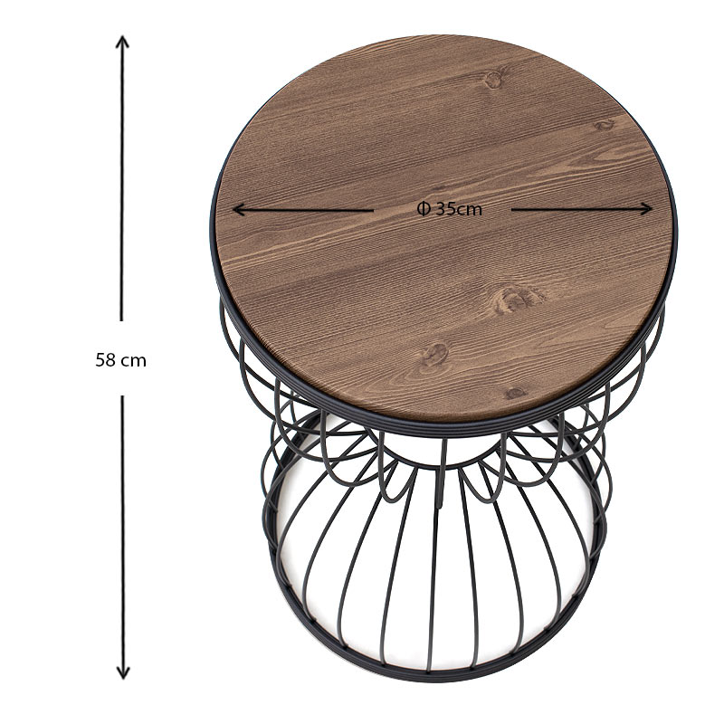 Τραπεζάκι βοηθητικό μεταλλικό - Mdf χρώμα μαύρο - καρυδί 4