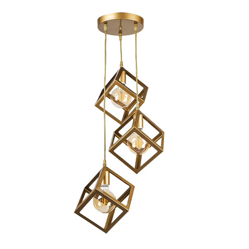 Φωτιστικό οροφής E27 μεταλλικό τρίφωτο χρώμα χρυσό ματ