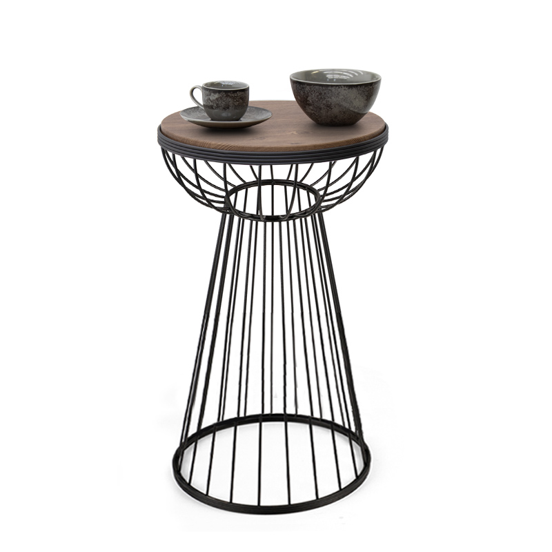 Τραπεζάκι βοηθητικό μεταλλικό - Mdf χρώμα μαύρο - καρυδί