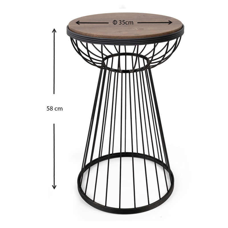 Τραπεζάκι βοηθητικό μεταλλικό - Mdf χρώμα μαύρο - καρυδί 4