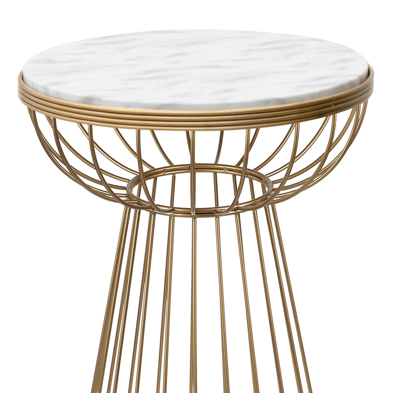 Τραπεζάκι βοηθητικό μεταλλικό - Mdf χρώμα χρυσό - λευκό εφέ μαρμάρου 3