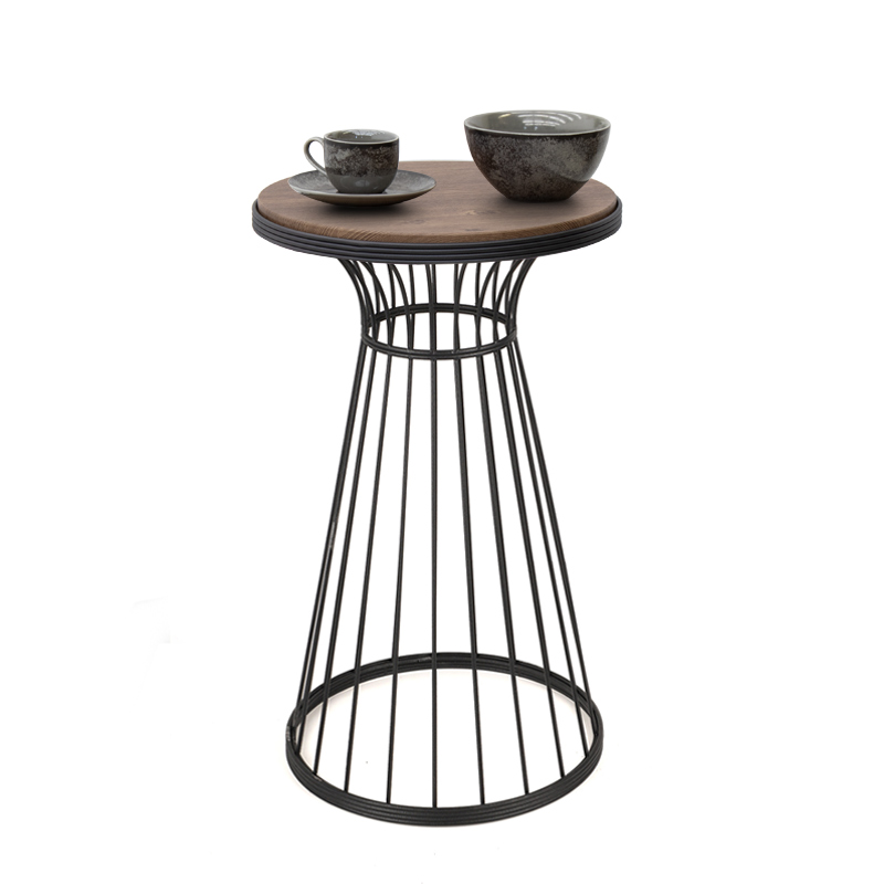 Τραπεζάκι βοηθητικό μεταλλικό - Mdf χρώμα μαύρο - καρυδί