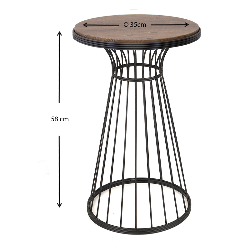 Τραπεζάκι βοηθητικό μεταλλικό - Mdf χρώμα μαύρο - καρυδί 4