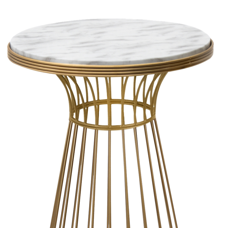 Τραπεζάκι βοηθητικό μεταλλικό - Mdf χρώμα χρυσό - λευκό εφέ μαρμάρου 3