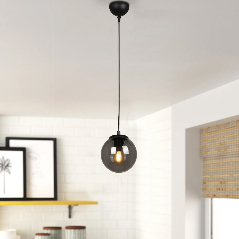 Φωτιστικό οροφής E27 γυάλινο μονόφωτο χρώμα μαύρο 2