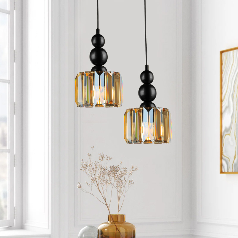 Φωτιστικό οροφής E27 μεταλλικό - γυάλινο δίφωτο χρώμα μαύρο 2