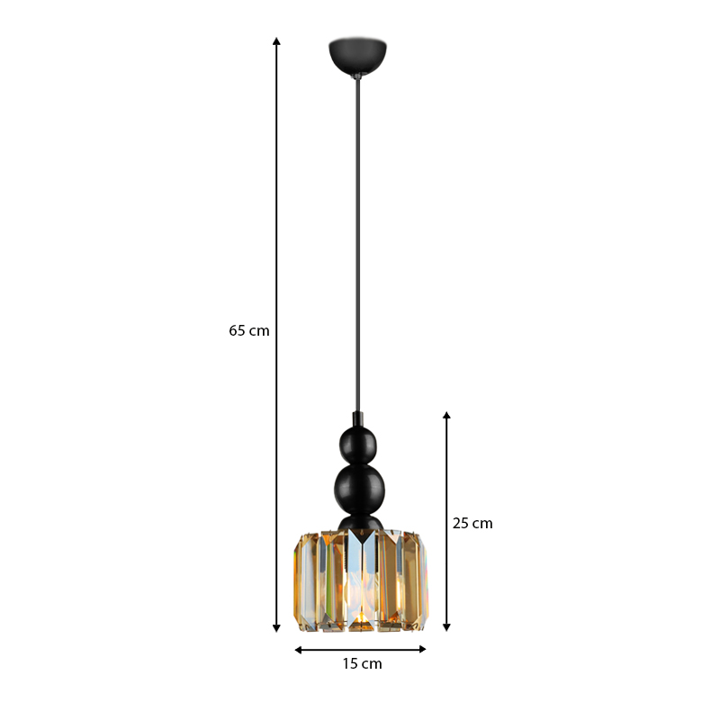Φωτιστικό οροφής E27 μεταλλικό - γυάλινο μονόφωτο χρώμα μαύρο 3