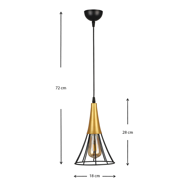 Φωτιστικό οροφής E27 μεταλλικό μονόφωτο χρώμα μαύρο - χρυσό 3