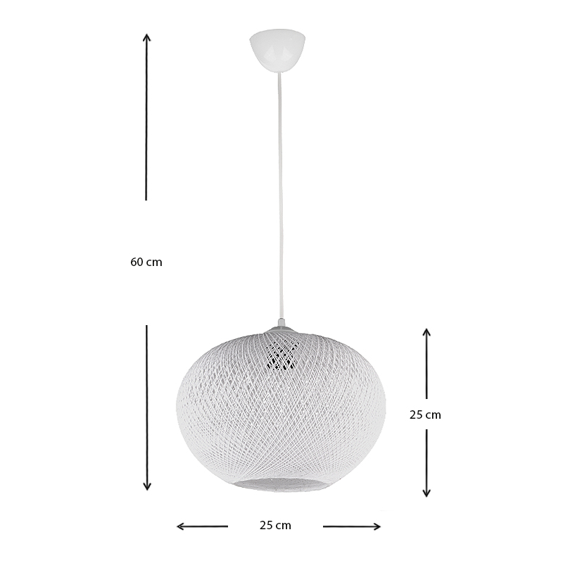 Φωτιστικό οροφής E27 από σχοινί μονόφωτο χρώμα λευκό 3