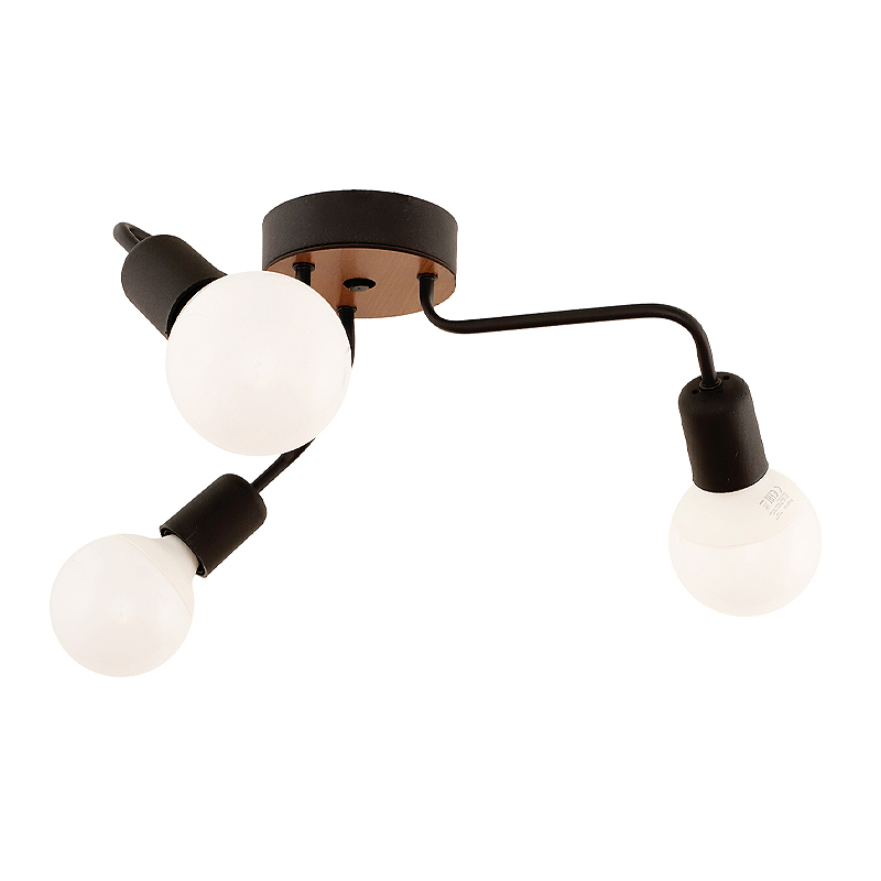 Φωτιστικό οροφής E27 μεταλλικό τρίφωτο χρώμα μαύρο