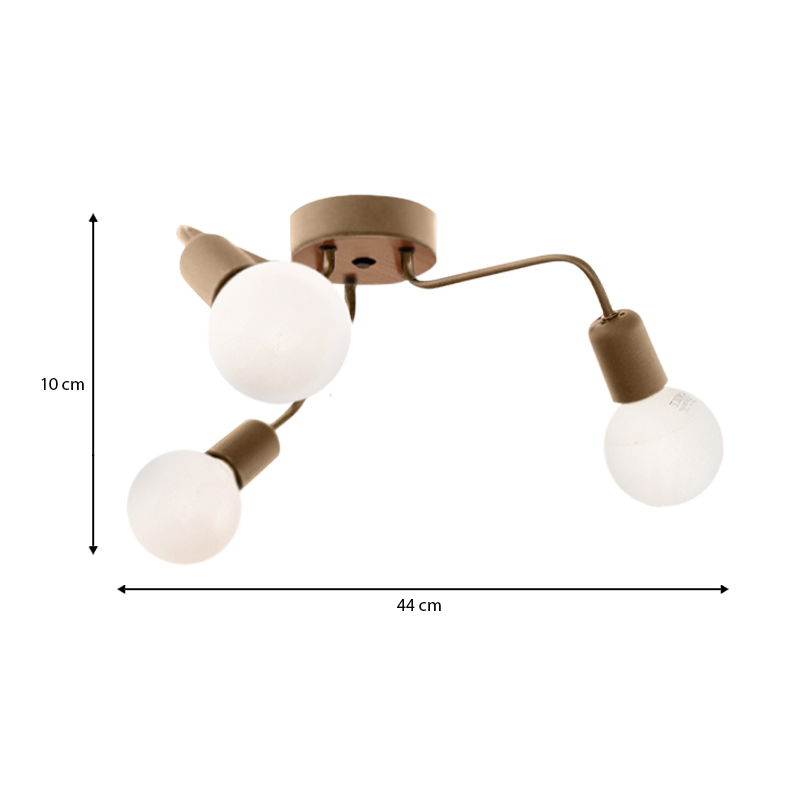 Φωτιστικό οροφής E27 μεταλλικό τρίφωτο χρώμα χρυσό 3