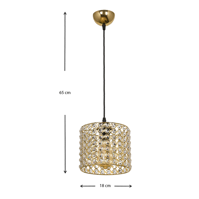 Φωτιστικό οροφής E27 μεταλλικό - γυάλινο μονόφωτο χρώμα χρυσό 3