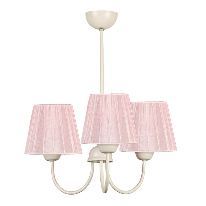 Φωτιστικό οροφής E27 μεταλλικό - υφασμάτινο τρίφωτο χρώμα ροζ