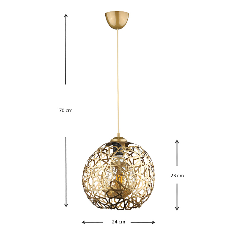 Φωτιστικό οροφής E27 μεταλλικό μονόφωτο χρώμα χρυσό 3