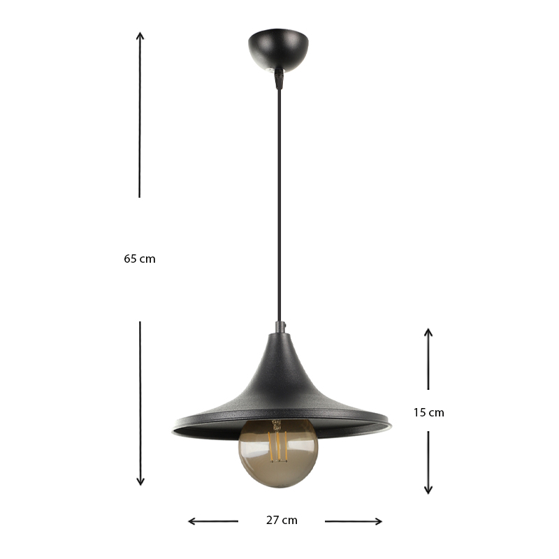 Φωτιστικό οροφής E27 μεταλλικό μονόφωτο χρώμα μαύρο 3