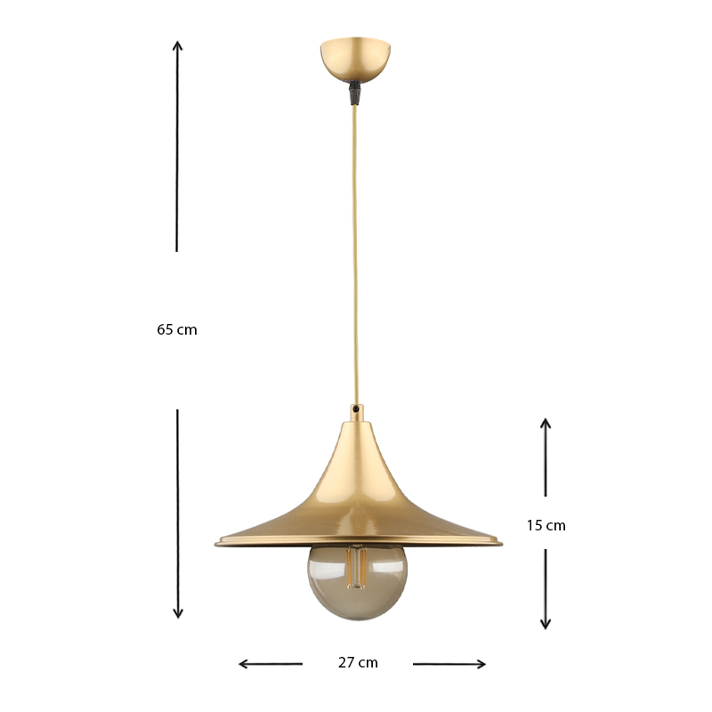 Φωτιστικό οροφής E27 μεταλλικό μονόφωτο χρώμα χρυσό 3