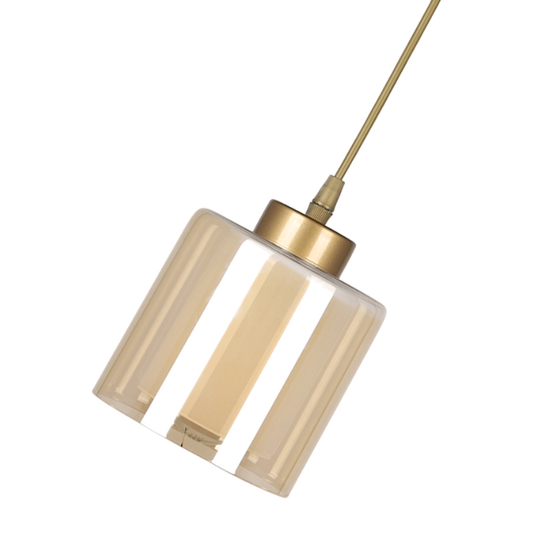 Φωτιστικό οροφής E27 γυάλινο μονόφωτο χρώμα χρυσό Ø13x60εκ. 3