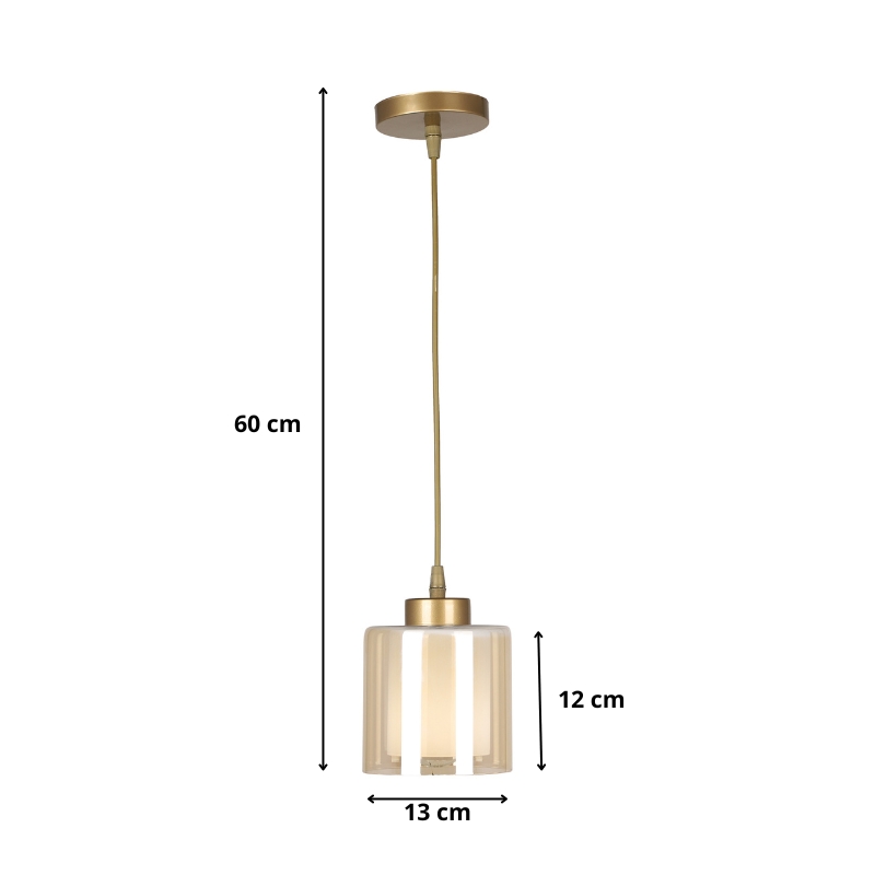 Φωτιστικό οροφής E27 γυάλινο μονόφωτο χρώμα χρυσό Ø13x60εκ. 4