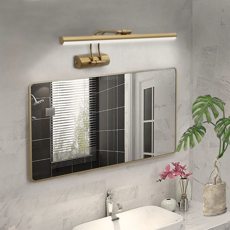 Απλίκα καθρέπτη μπάνιου LED μεταλλική χρώμα χρυσό 35εκ. 2