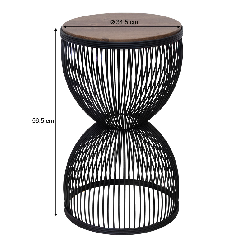 Τραπεζάκι βοηθητικό μεταλλικό - Mdf χρώμα μαύρο - καρυδί Ø34,5x56,5εκ. 3