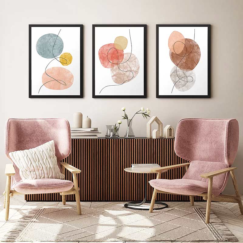 Πίνακας "Circles" Megapap 3 τμχ. σε πλαίσιο 35x45x2εκ. 2