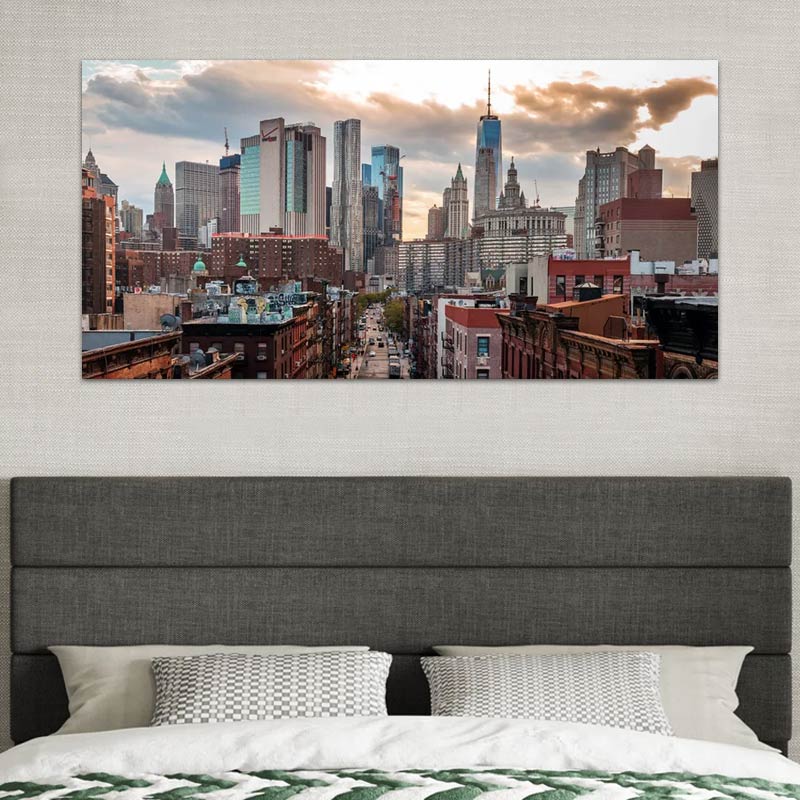 Πίνακας σε καμβά "New York Manhattan" Megapap ψηφιακής εκτύπωσης 140x70x3εκ. 2