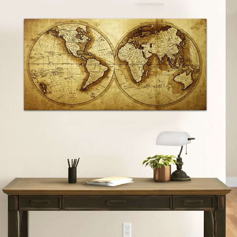 Πίνακας σε καμβά "Ancient World Map" Megapap ψηφιακής εκτύπωσης 120x60x3εκ. 2