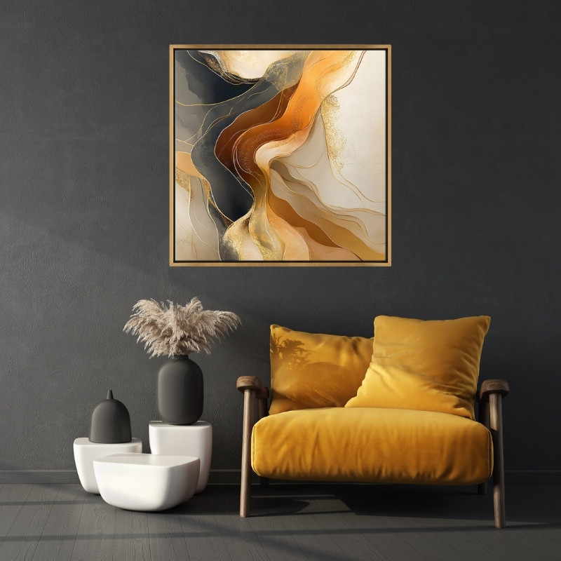 Πίνακας σε καμβά "Sand Abstract" ψηφιακής εκτύπωσης με κορνίζα χρώμα χρυσό 2