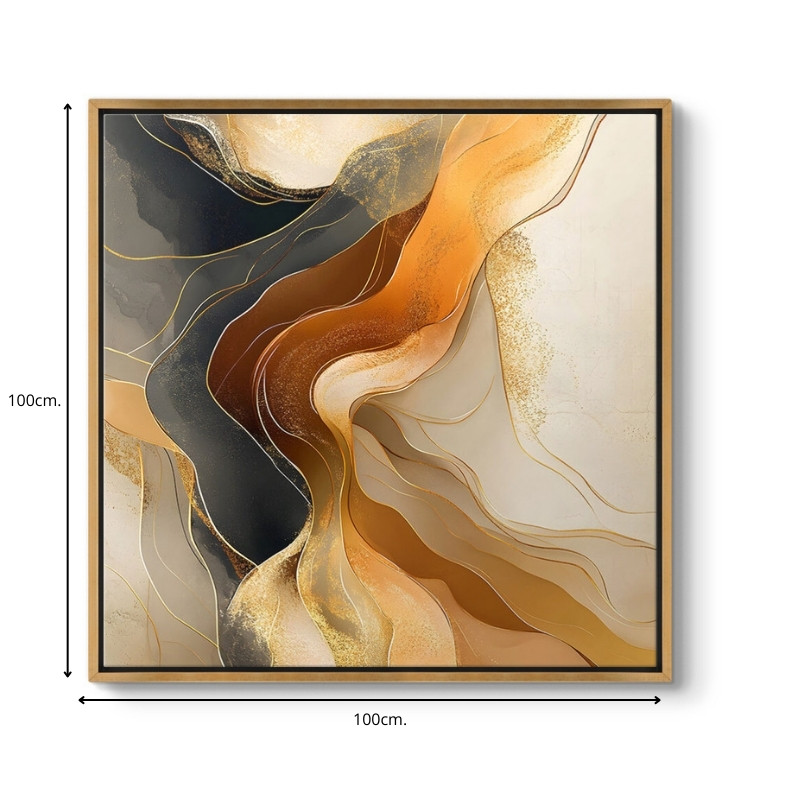 Πίνακας σε καμβά "Sand Abstract" ψηφιακής εκτύπωσης με κορνίζα χρώμα χρυσό 3