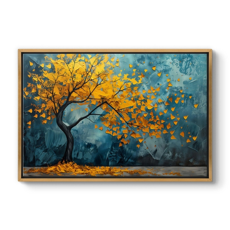 Πίνακας σε καμβά "Windblown Tree" ψηφιακής εκτύπωσης με κορνίζα χρώμα χρυσό