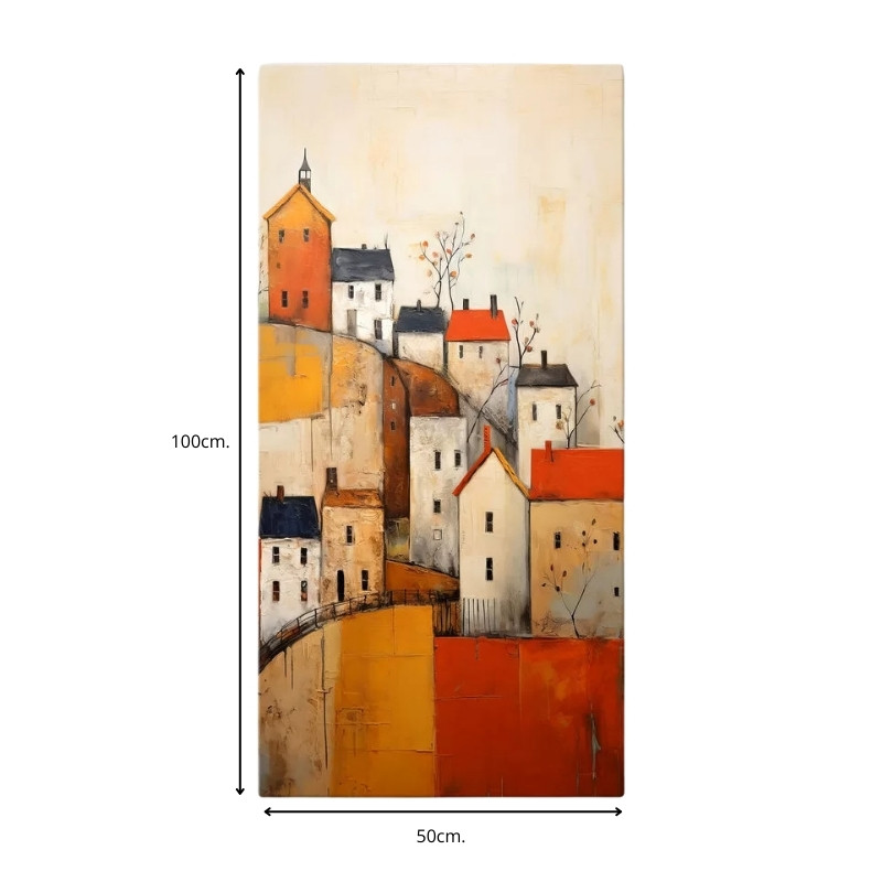 Πίνακας σε καμβά "Houses on Hill" ψηφιακής εκτύπωσης 3