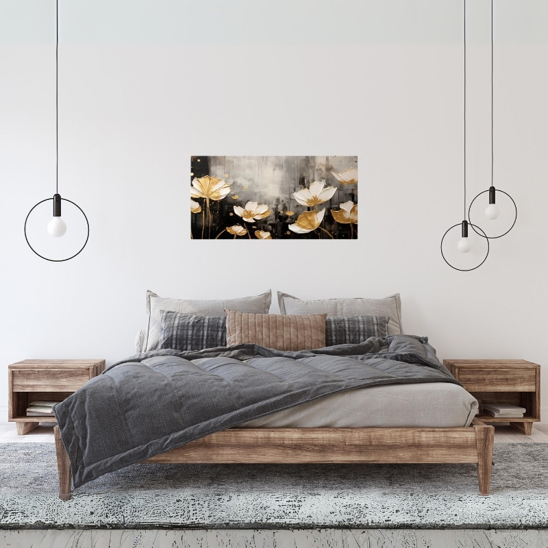 Πίνακας σε καμβά "Gold Flowers" ψηφιακής εκτύπωσης 2
