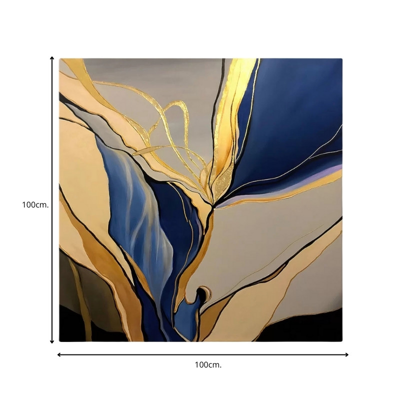 Πίνακας σε καμβά "Dance of Gold and Blue" Megapap ψηφιακής εκτύπωσης 100x100x3εκ. 3