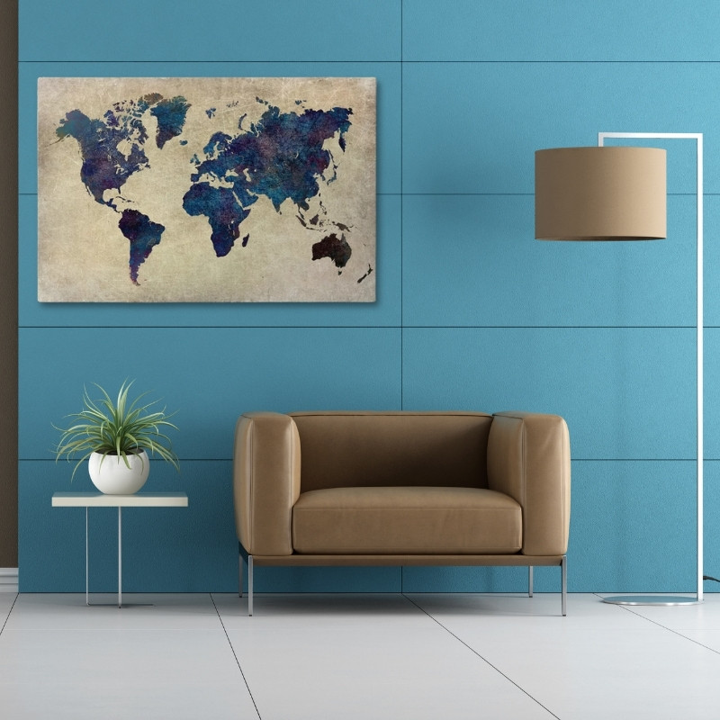 Πίνακας σε καμβά "World Map" Megapap ψηφιακής εκτύπωσης 125x80x3εκ. 2