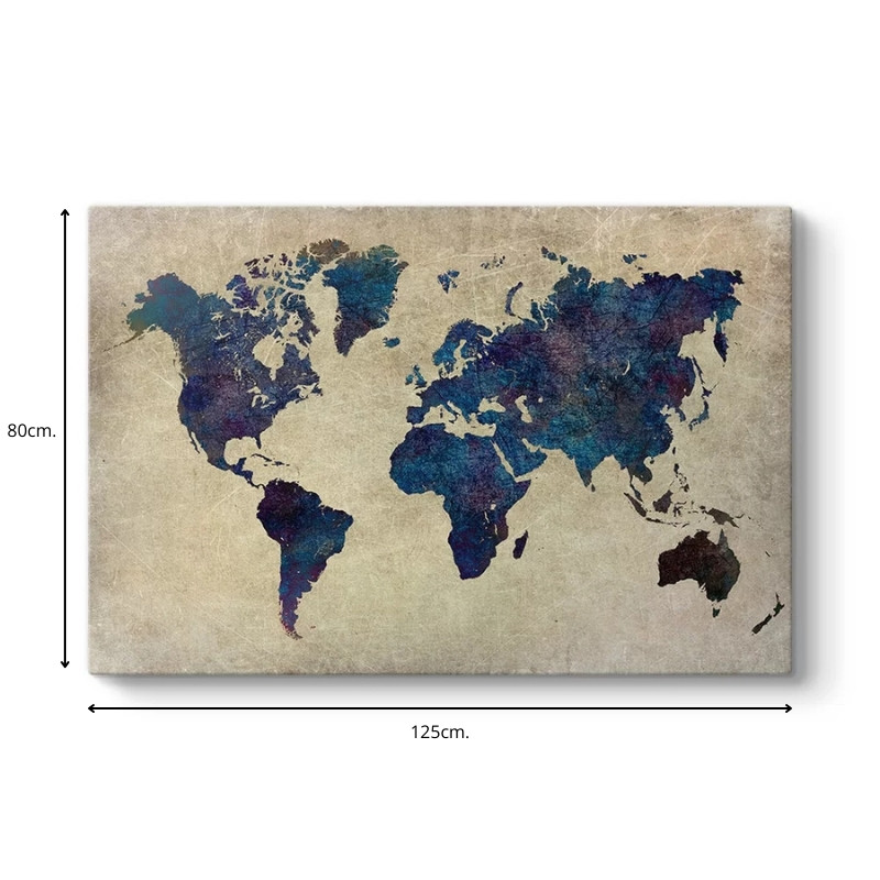 Πίνακας σε καμβά "World Map" Megapap ψηφιακής εκτύπωσης 125x80x3εκ. 3