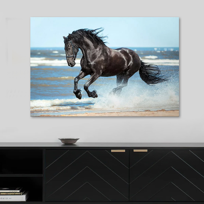 Πίνακας σε καμβά "Black Horse" ψηφιακής εκτύπωσης 2