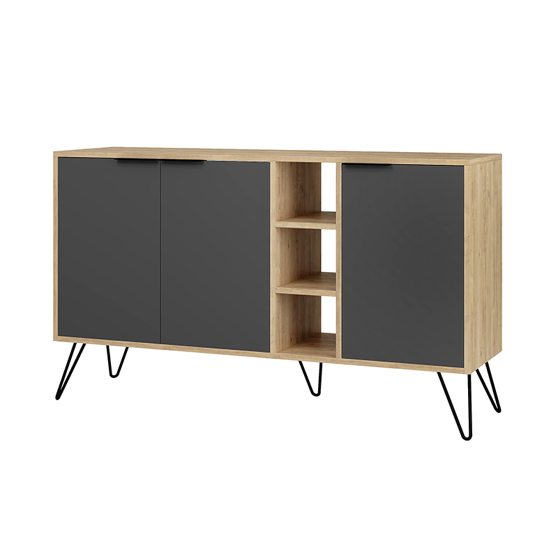 Μπουφές χρώμα oak - ανθρακί 3