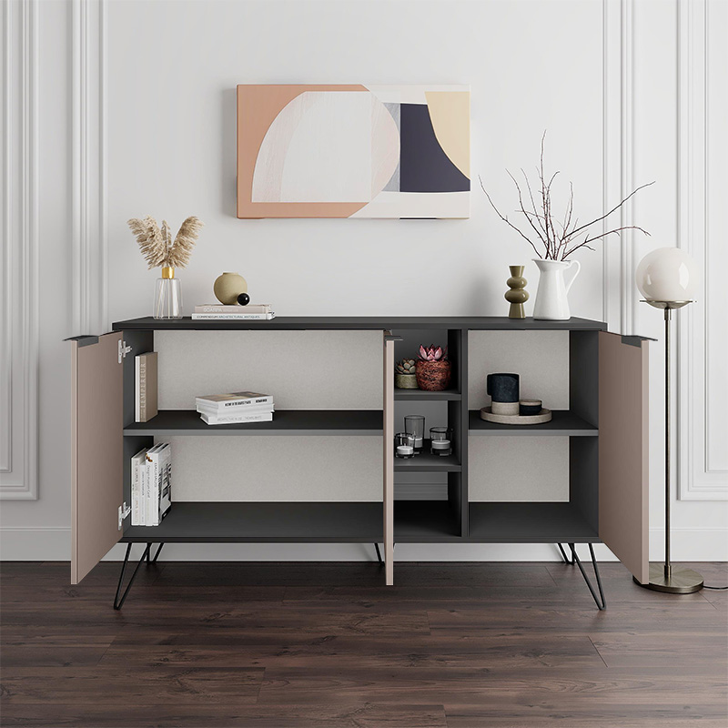 Μπουφές χρώμα ανθρακί - ανοιχτή μόκα 2