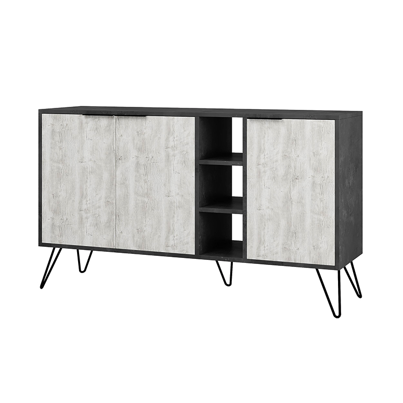 Μπουφές χρώμα γκρι ρετρό - λευκό αντικέ 3